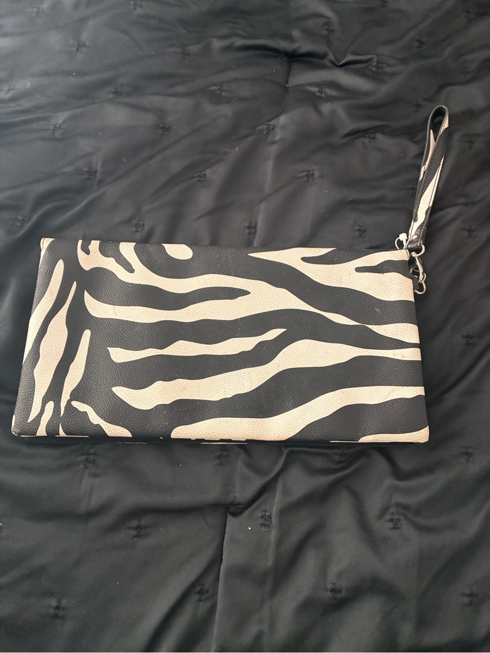 NYC Zebra Print Wristlet Clutch - Black & White